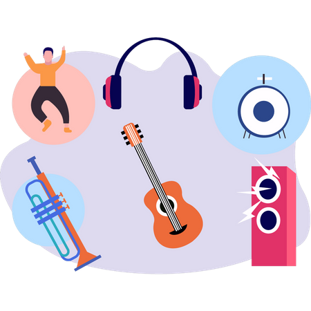 Instrumentos musicais  Ilustração