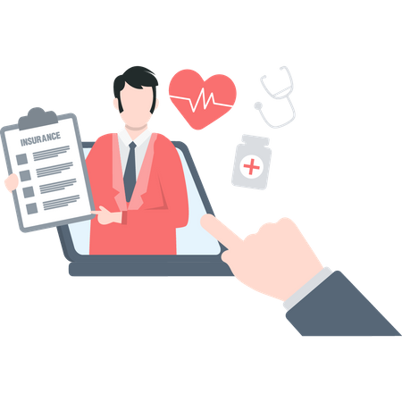 Insurance agent describing health insurance plan  Illustration