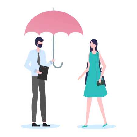 Insurance agent selling insurance policy  Illustration