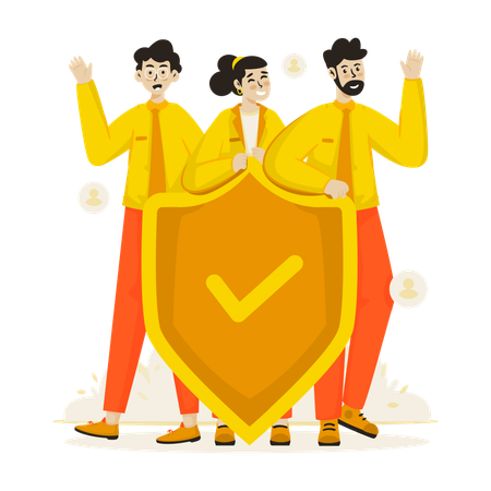 Insurance broker team works for money security  Illustration
