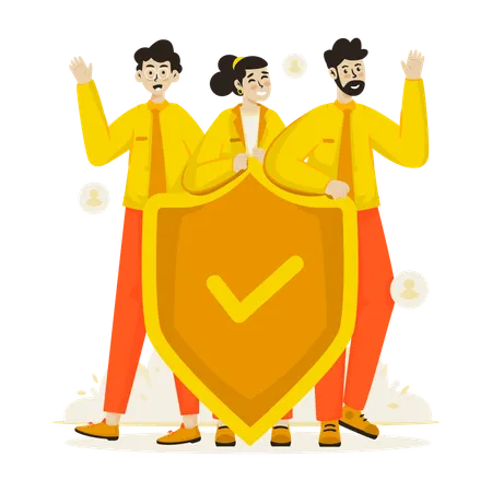 Insurance broker team works for money security  Illustration