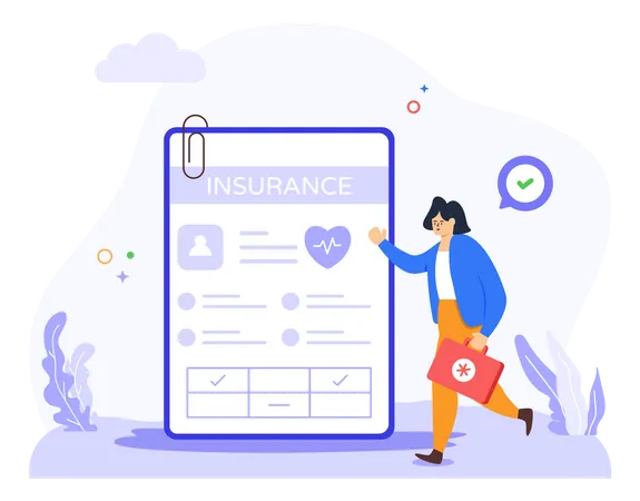 An Illustration Of Insurance Paper In Flat Style Illustration