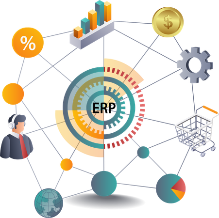 Integración de ERP para el crecimiento de la red empresarial  Ilustración