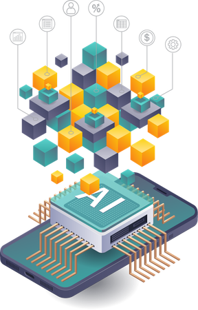 Integration von Blockchain und Smartphone in Business-Networking  Illustration