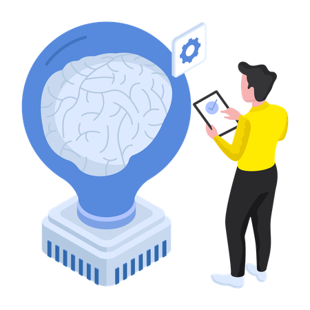 Cérebro Humano de Inteligência Artificial  Ilustração