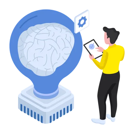 Cérebro Humano de Inteligência Artificial  Ilustração