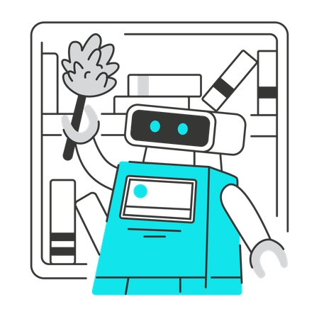 Inteligência Artificial conduzindo trabalhos domésticos  Ilustração