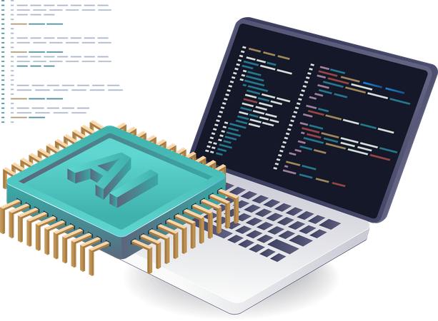 Inteligencia artificial en datos del lenguaje de programación.  Ilustración