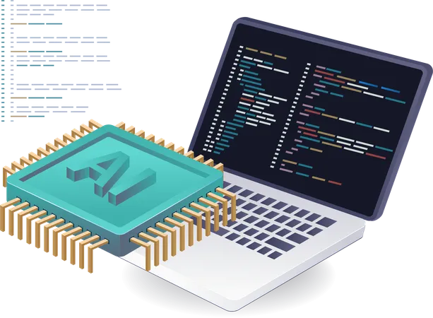 Inteligencia artificial en datos del lenguaje de programación.  Ilustración