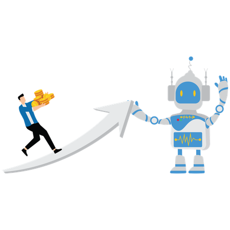 Inteligência artificial para ajudar os comerciantes a crescer ou obter mais lucro  Ilustração