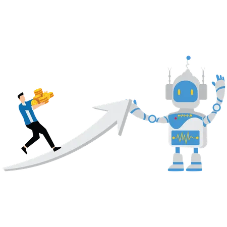 Inteligência artificial para ajudar os comerciantes a crescer ou obter mais lucro  Ilustração