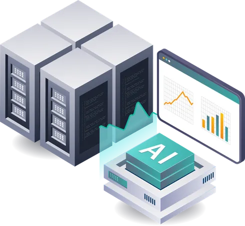 Inteligencia artificial para análisis de datos de servidores  Ilustración