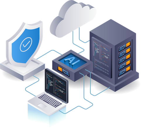 Inteligencia artificial para la seguridad de servidores en la nube  Ilustración