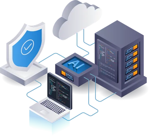 Inteligencia artificial para la seguridad de servidores en la nube  Ilustración