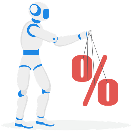 Robot con inteligencia artificial que aumenta el porcentaje de productividad  Ilustración