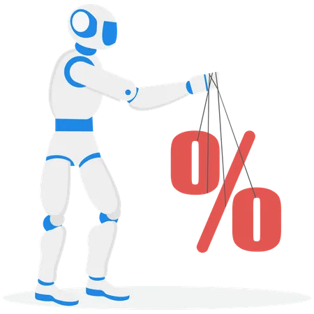 Robot con inteligencia artificial que aumenta el porcentaje de productividad  Ilustración