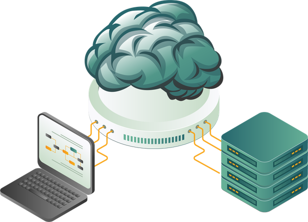 Servidor de datos de tecnología de información de inteligencia artificial  Ilustración