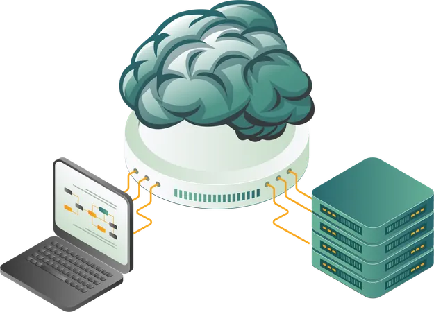 Servidor de datos de tecnología de información de inteligencia artificial  Ilustración