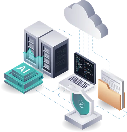 Inteligencia artificial que transforma la infraestructura de servidores en la nube  Ilustración