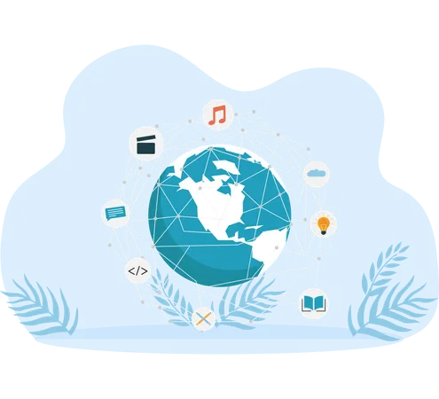Inteligencia oficial y red terrestre e internet  Ilustración