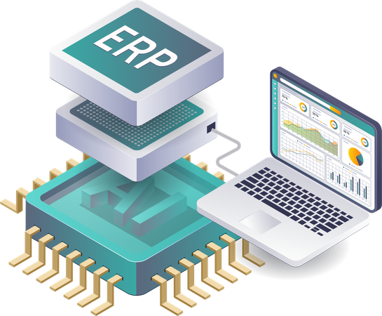 Intelligence artificielle dans les systèmes ERP avec technologie informatique  Illustration