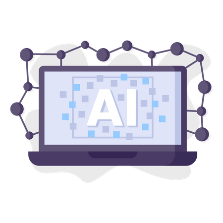 Ordinateur portable à intelligence artificielle  Illustration