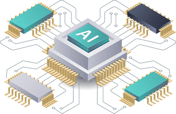 Système technologique de réseau de données d'intelligence artificielle  Illustration