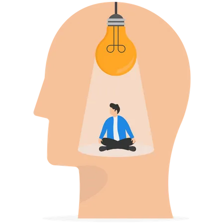 Intelligence Thinking Wisdom Or Intuition In The Genius Brain Creative Mindset Or Emotional Intelligence Smart Thinking Or Psychology Concept Smart Man Turns On Lightbulb Ideas Inside His Genius Head Illustration