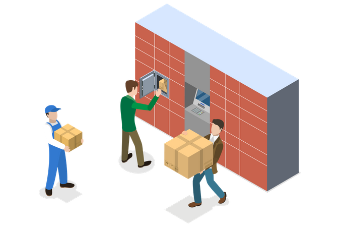 Intelligente Paketschließfächer  Illustration