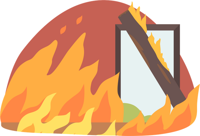 Intense burning house engulfs in flames  Illustration