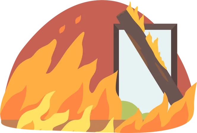 Intense burning house engulfs in flames  Illustration