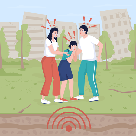 Intense ground shaking from earthquake Illustration