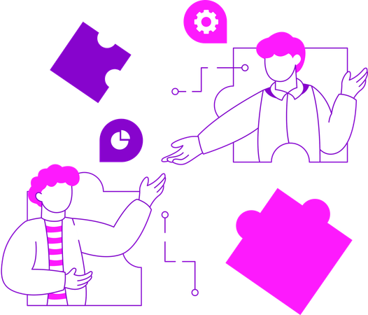 Interaction of two work teams  Illustration