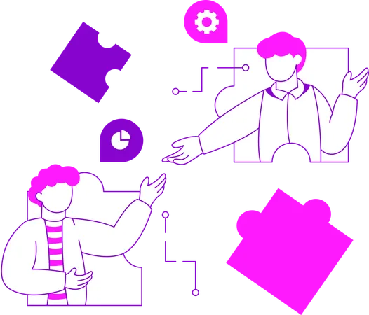 Interaction of two work teams  Illustration