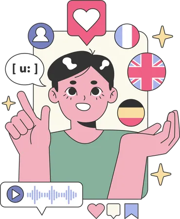 Interactive online platform for mastering multiple languages  Illustration