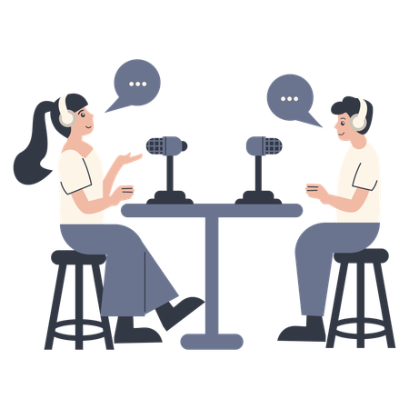 Interactive Talk Show Podcast Concept  Illustration