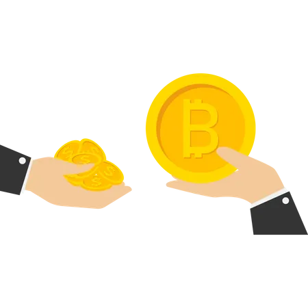Cambie sus bitcoins existentes por dinero  Ilustración