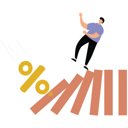 Interest rate and inflation percent impact economy and investment market  Illustration