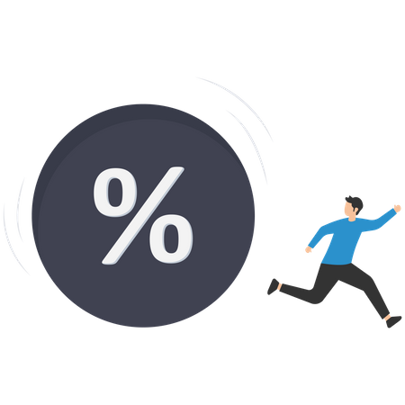 Interest rate and inflation percent impact economy and investment market  Illustration