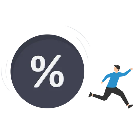 Interest rate and inflation percent impact economy and investment market  Illustration