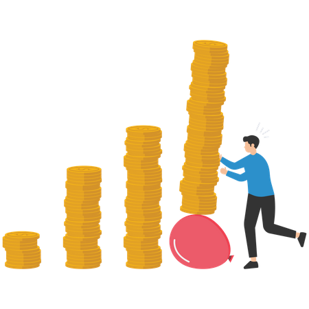 Interest rate and inflation percent impact economy and investment market  Illustration