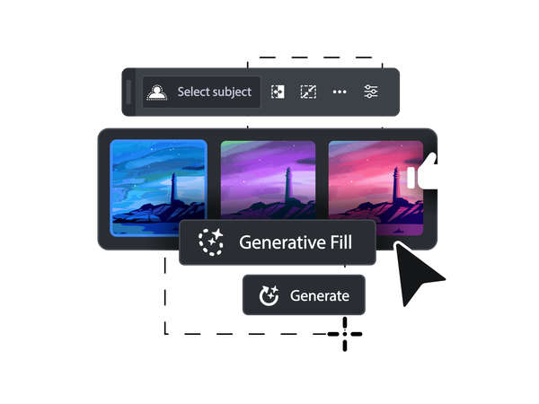 Interface buttons of generative AI tool  Illustration