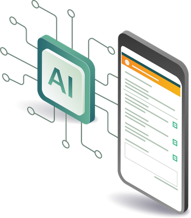 Interfaz de usuario de la aplicación de tecnología de inteligencia artificial  Ilustración