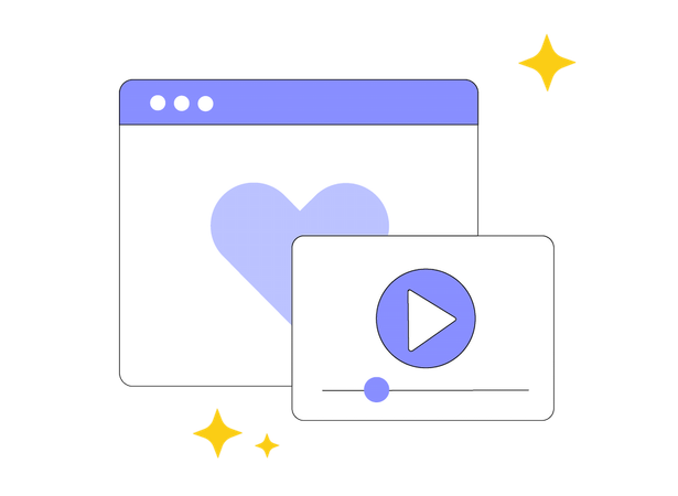 Interfaz del reproductor multimedia con temática de corazón  Ilustración