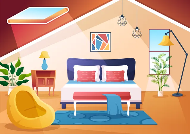 Intérieur de chambre confortable  Illustration