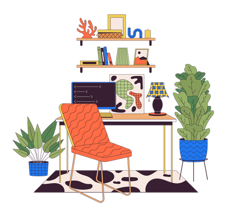 Intérieur de bureau à domicile confortable  Illustration