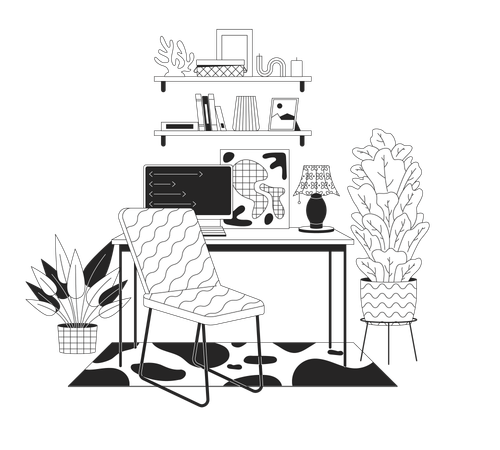 Intérieur de bureau à domicile confortable  Illustration