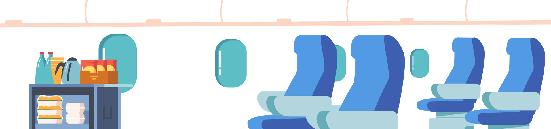 Interior del avión vacío  Ilustración