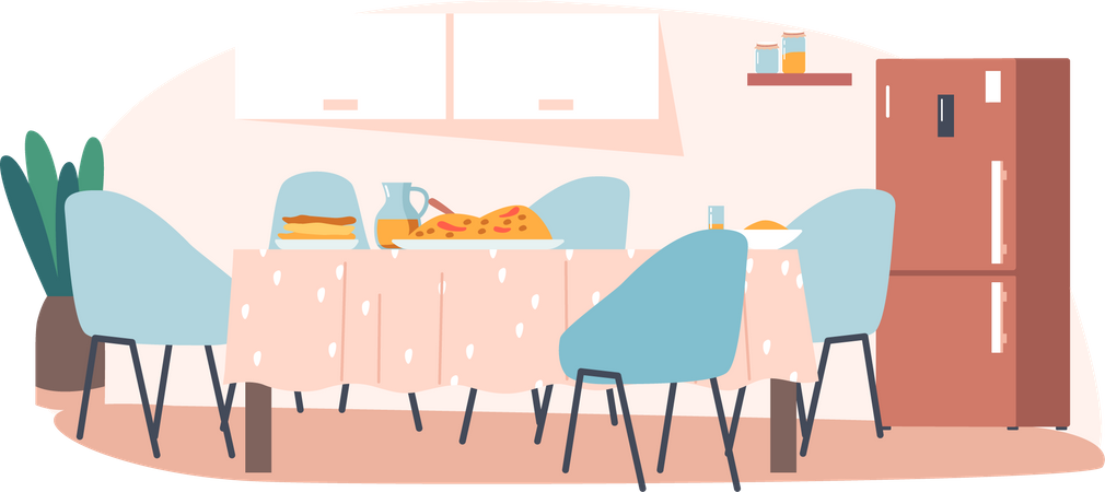 Interior de cozinha vazio  Ilustração