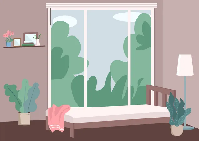 Interior de dormitorio moderno  Ilustración